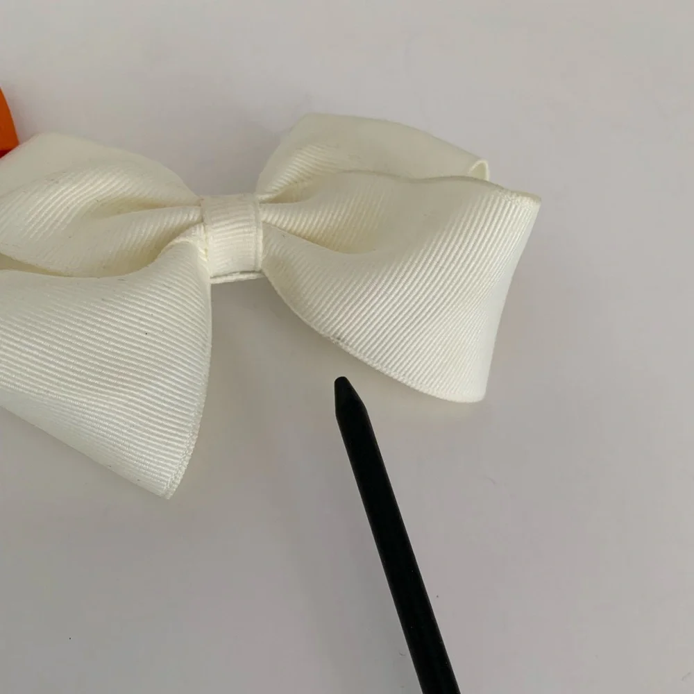 Kids Bow Set Hair Clips Accessories 4 Pieces Black Blue Orange Cream